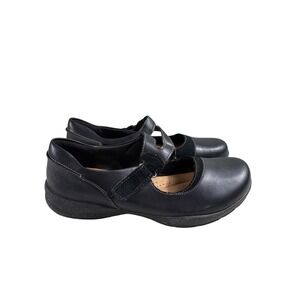 Clarks Collection Black Leather Mary Jane Shoes Women's Size 10 Wide Comfort